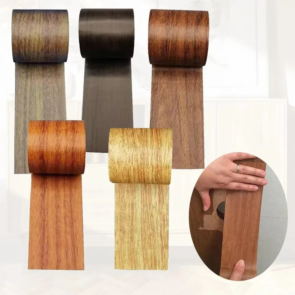Ruban adhésif effet bois Nesty - Cinq teintes de bois disponibles, appliqué sur un meuble