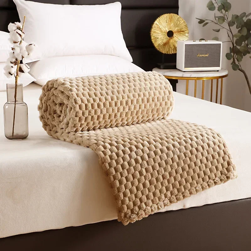 Plaid en polaire douce gris, format compact 70x100cm - Nesty (vue 1)