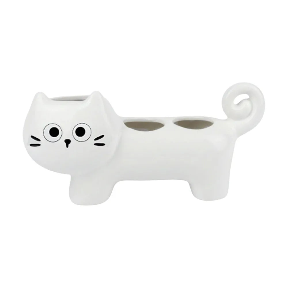 Ceramic Cartoon Cat Toothbrush Base Waterproof Cute Electric Toothbrush Holder Decorative 3 Holes Electric Toothbrush Stand - Nesty (vue 8)