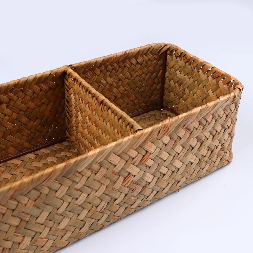 Panier de rangement tressé à 3 compartiments, style rétro - Nesty (vue 5)