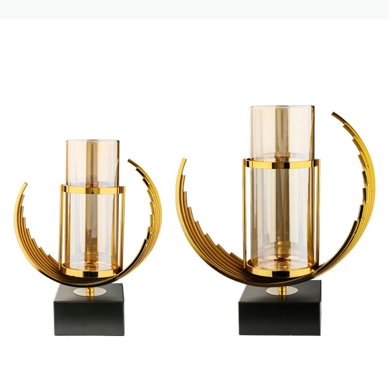 Vase en verre à base dorée — silhouette minimaliste (vue 6) - Nesty
