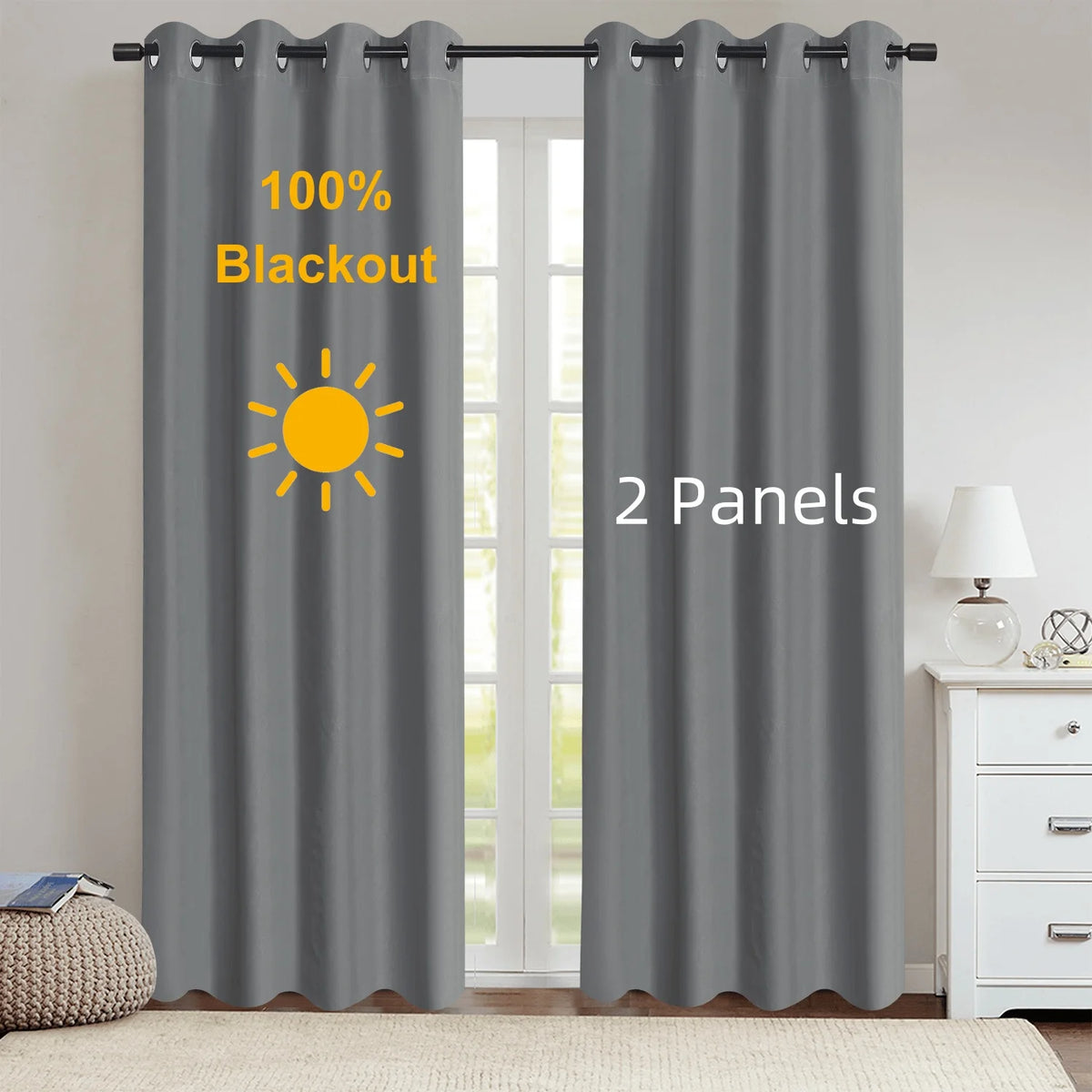 Rideaux occultants doublés Nesty - Fiche 100% occultant, lot de deux panneaux