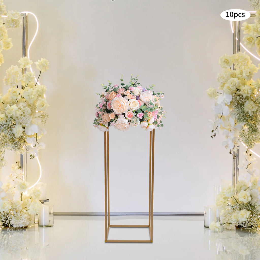 Support floral en métal doré Nesty - Support seul avec bouquet rose et blanc, décor d'arche de mariage fleurie, lot de 10 pièces