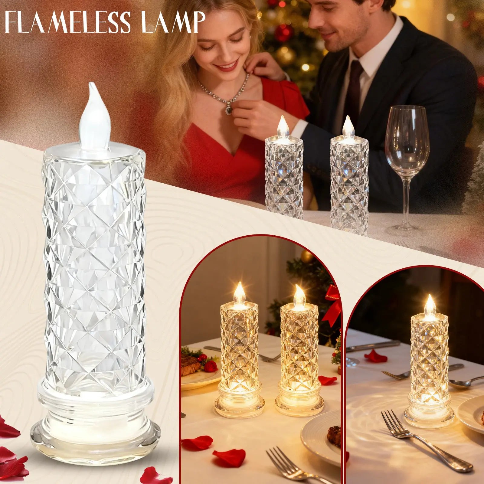 Bougie LED sans flamme Nesty - Forme rose en cristal (vue 5)