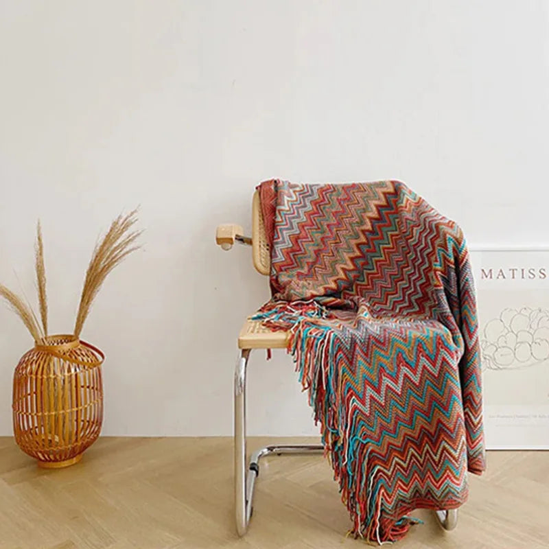 Plaid bohème tissé à rayures, 152x127cm - Nesty (vue 7)