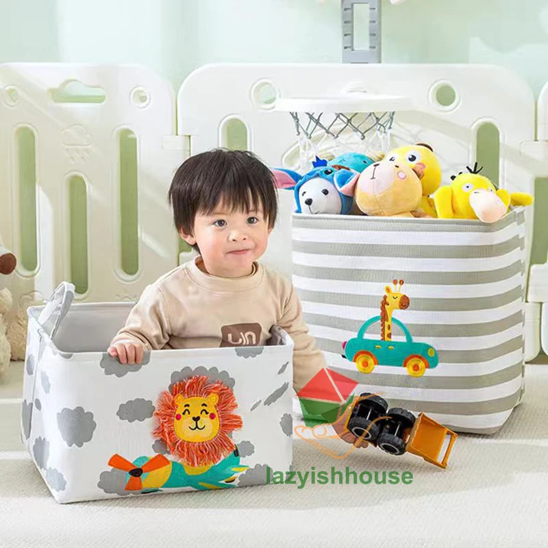 Panier de rangement pliable en lin avec poignées - Nesty (vue 3)