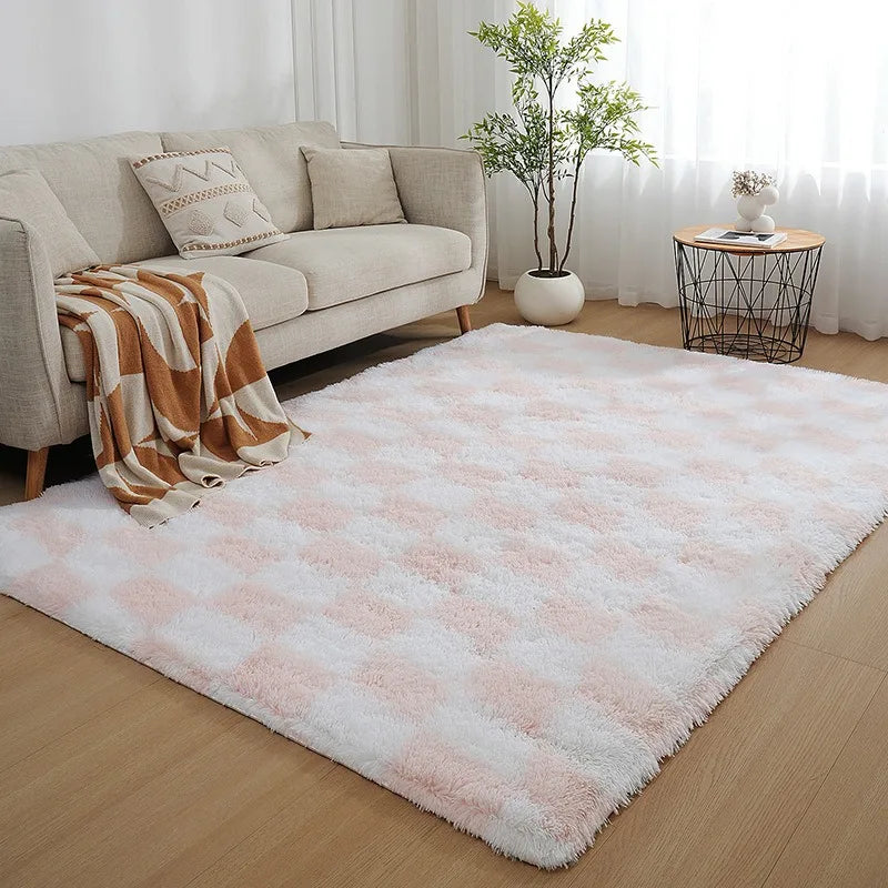 Tapis à damier moelleux pour salon (vue 10) - Nesty