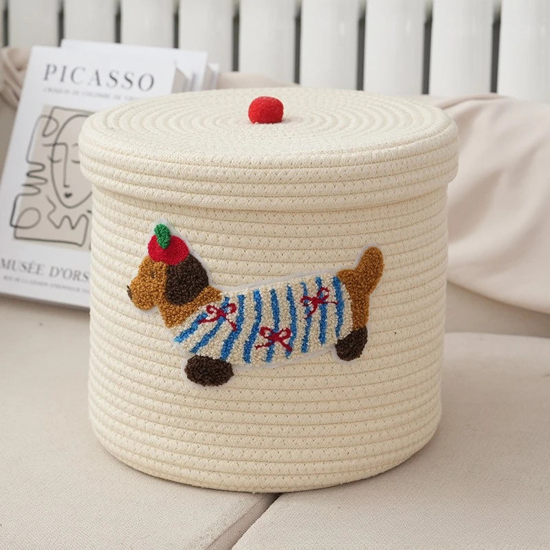 Panier de rangement pliable en corde de coton, grande capacité (vue 8) - Nesty