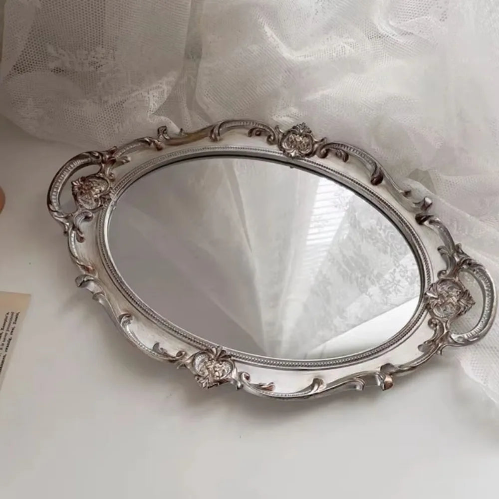 Plateau miroir ovale French vintage — rangement cosmétiques (vue 9) - Nesty