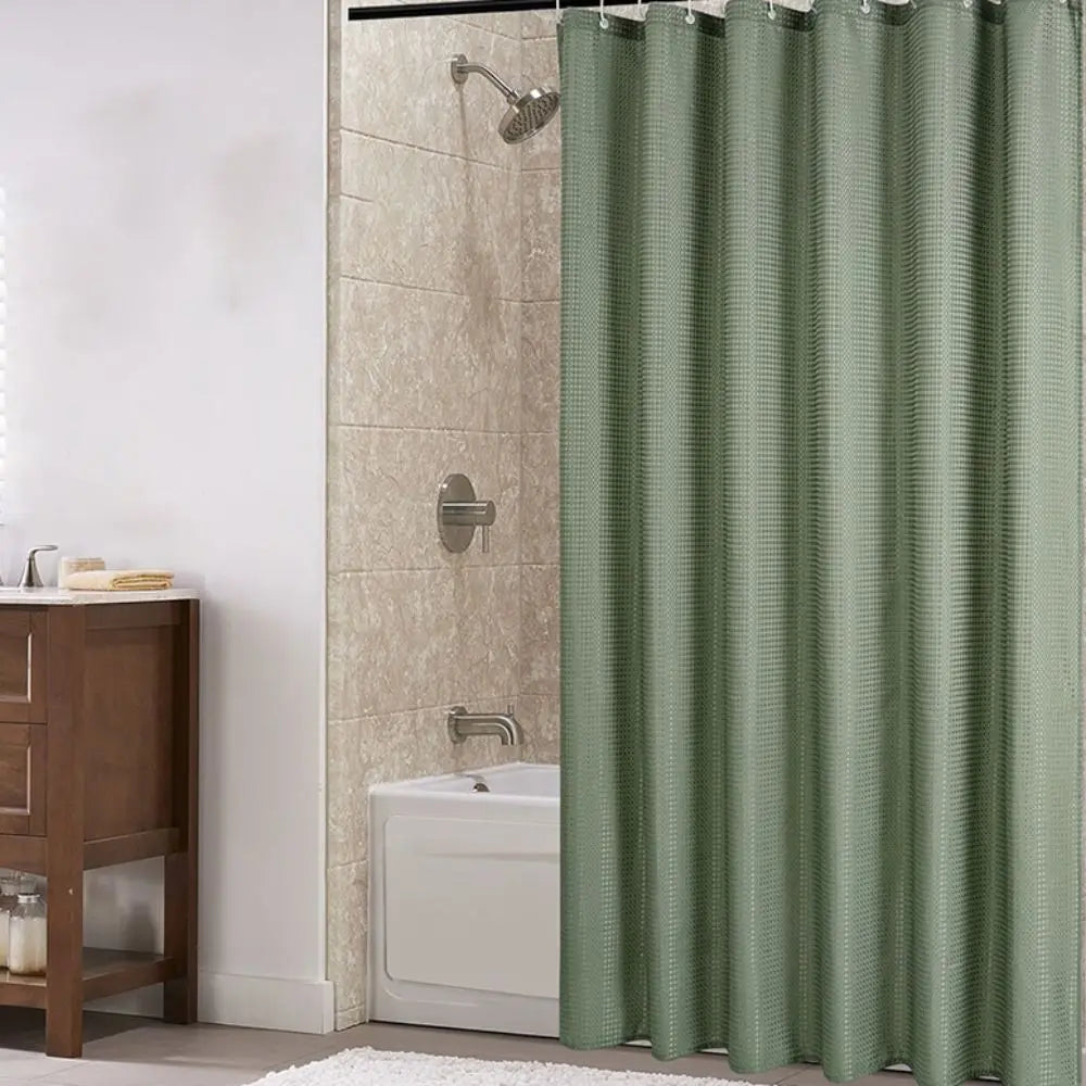 Rideau de douche gaufré en polyester imperméable, uni et anti-moisissure - Nesty (vue 5)