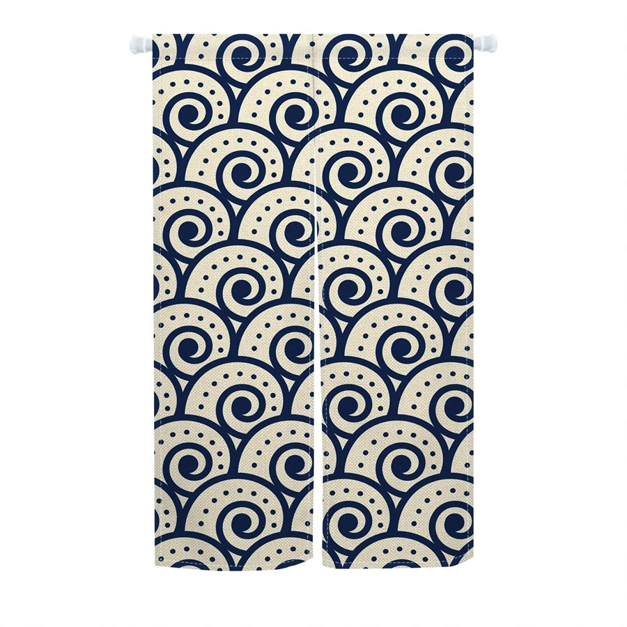 Rideau japonais noren bleu à motif vague, en lin pour porte - Nesty (vue 18)