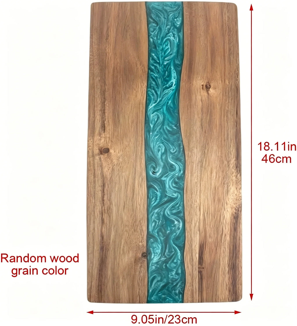 Planche à découper bois et résine bleu océan - Nesty (vue 5)