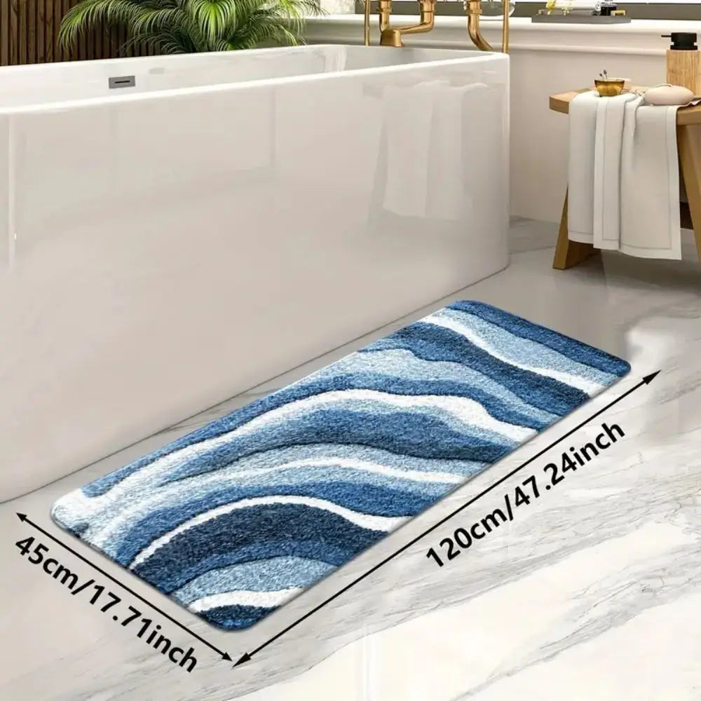 Tapis de bain motif vagues bleues Nesty (vue 7)