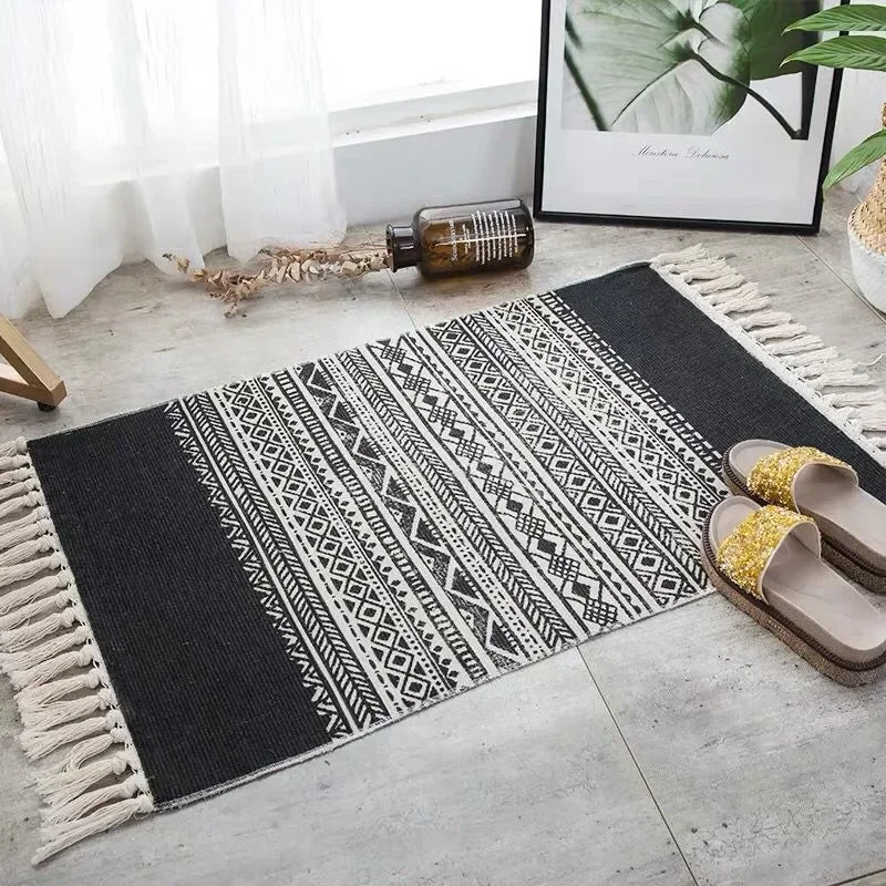 Tapis boho tissé main — franges et motif géométrique - Nesty (vue 10)