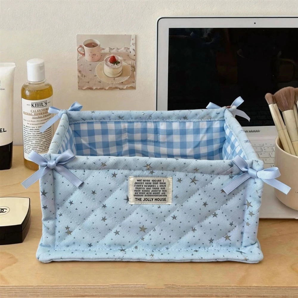 Panier de rangement matelassé pliable, rayures bleues - Nesty (vue 8)