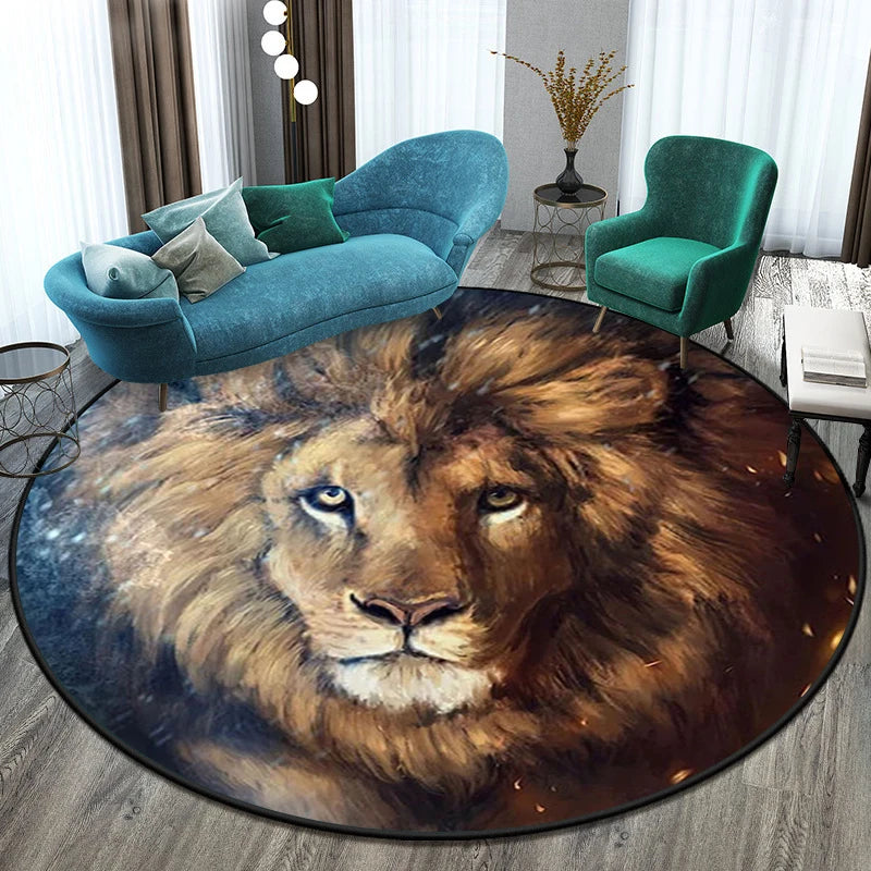 Tapis rond illustré tigre Nesty - Pour chambre d'enfant (vue 18)
