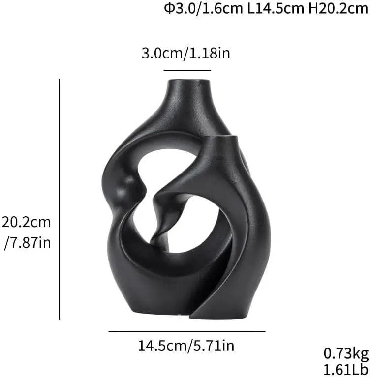Duo de vases en céramique noire mate, 20 cm - Nesty (vue 5)