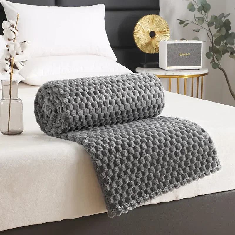 Plaid en polaire douce gris, format compact 70x100cm - Nesty (vue 7)