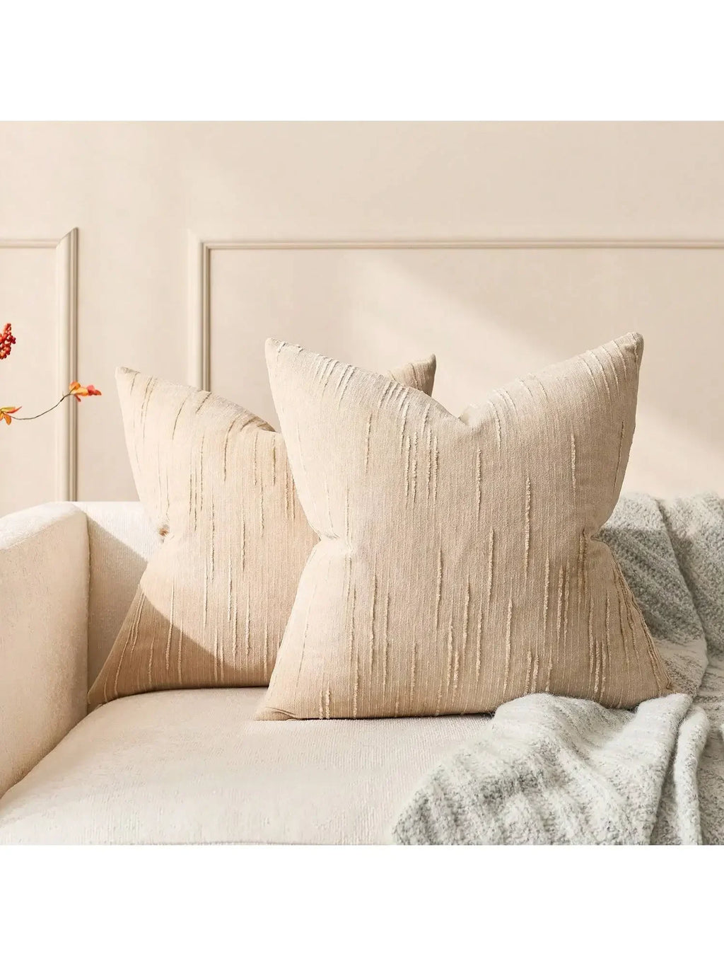 Housse de coussin en lin imitation Nesty - Beige, motif géométrique bohème (vue 8)