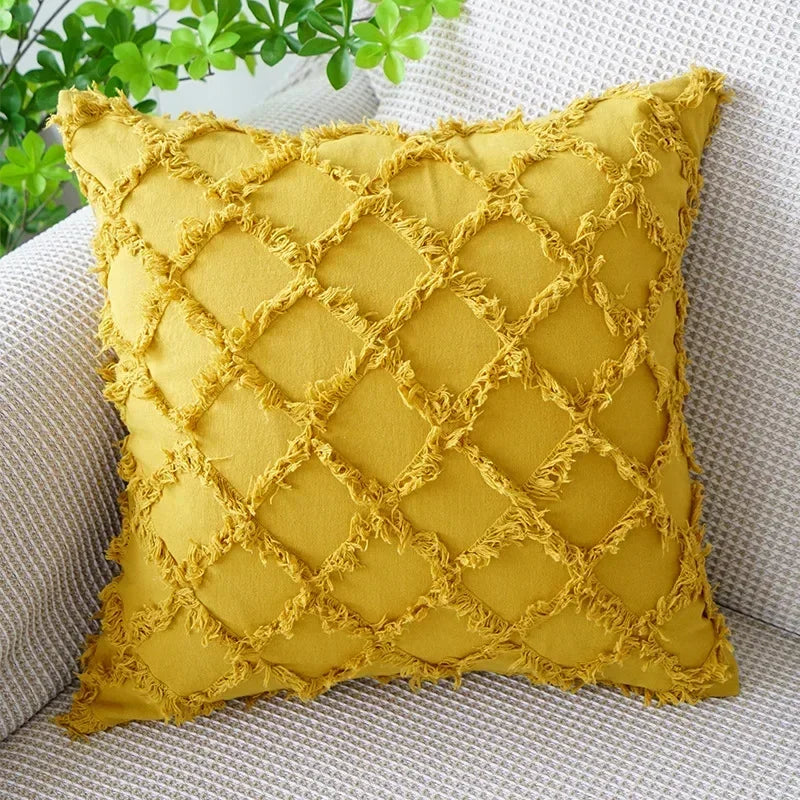 Housse de coussin en coton et lin Nesty - Motif losange tricoté (vue 13)