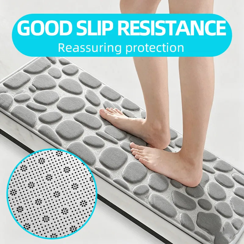 Tapis de bain en microfibre — texture galets, doux et absorbant - Nesty (vue 4)