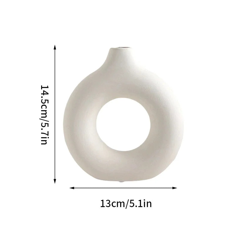 Vase blanc en imitation céramique, motif anneau - Nesty (vue 9)
