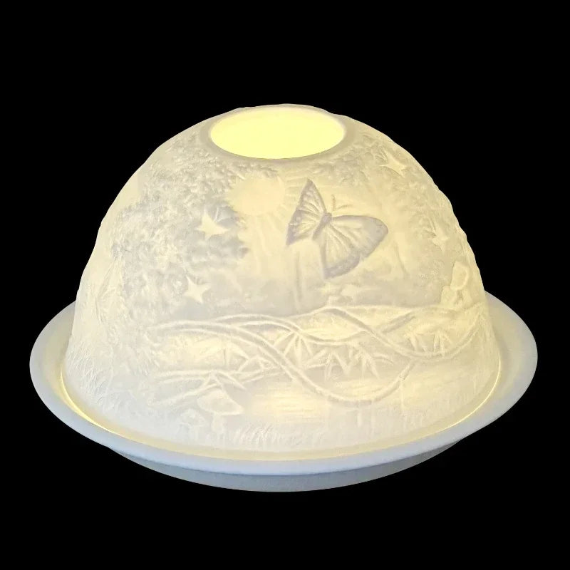 Photophore dôme en porcelaine fine, veilleuse translucide (vue 17) - Nesty