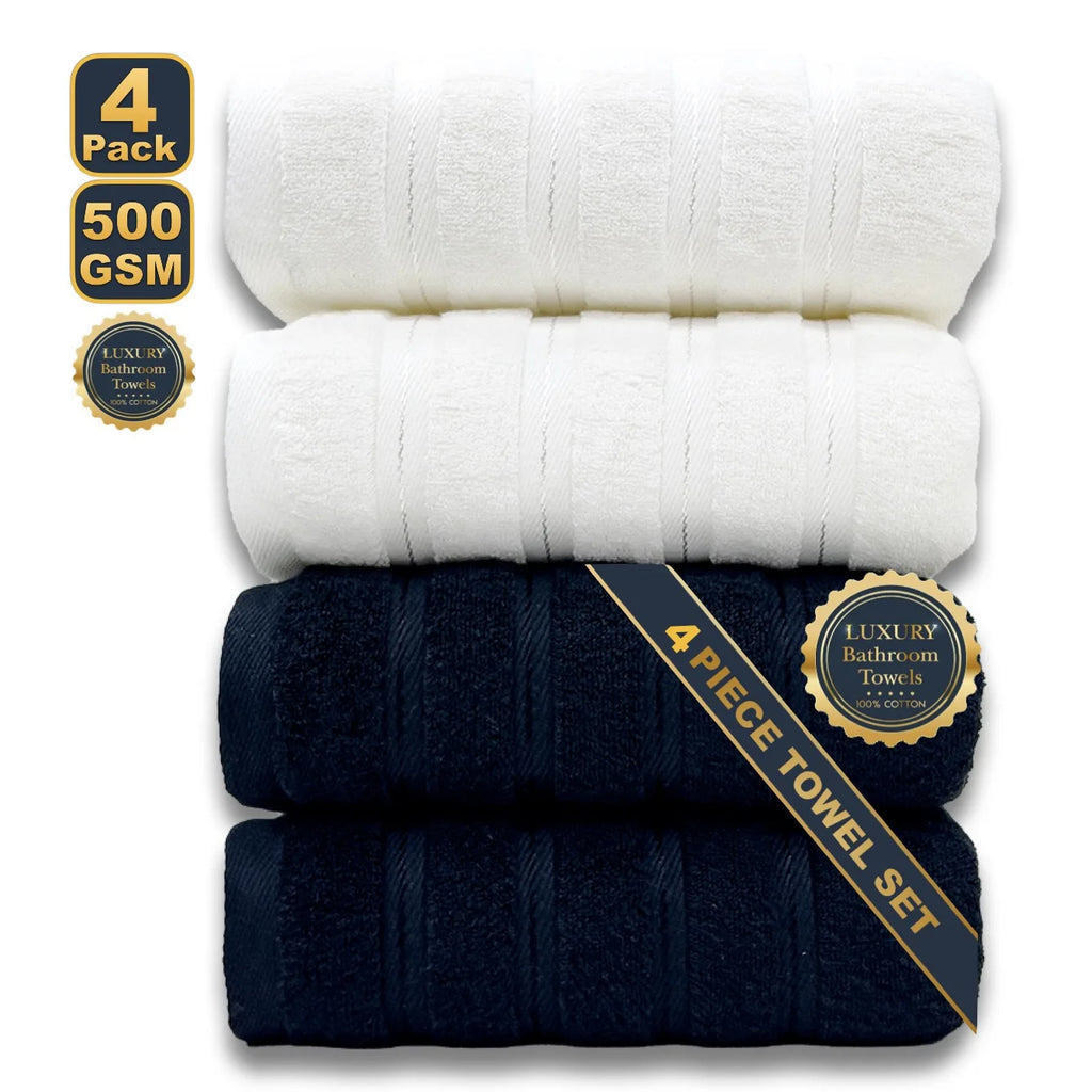 Set de 4 serviettes de bain noires en coton égyptien — 70 x 140 cm - Nesty (vue 3)