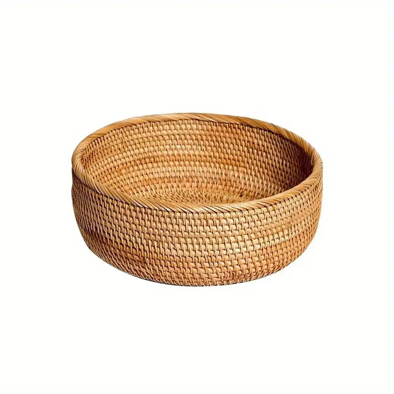 Corbeille tressée en rotin avec base en bois, panier de rangement (vue 9) - Nesty