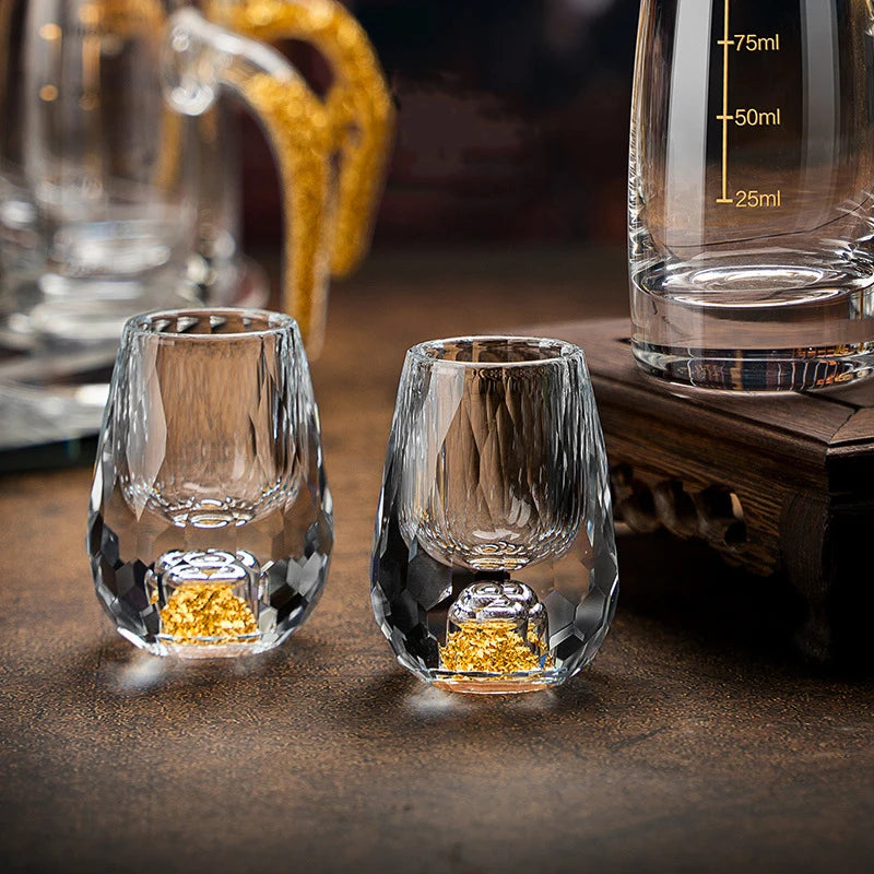 Set de verres à liqueur en verre taillé et liseré doré - Nesty (vue 2)