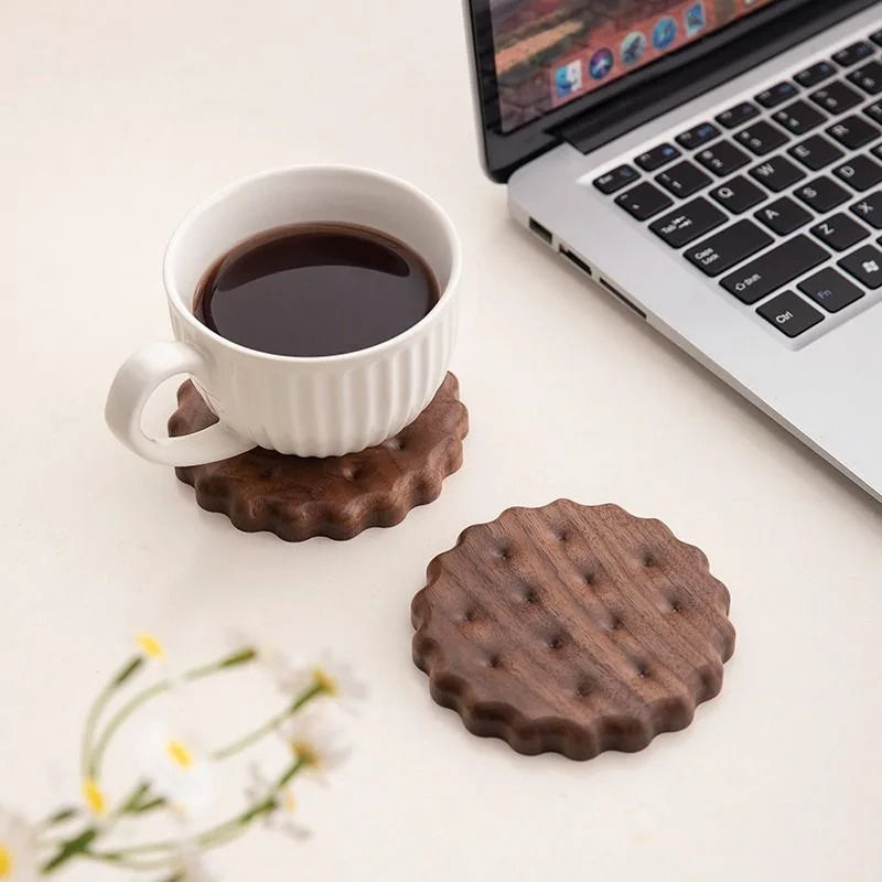 Dessous de verre en bois forme biscuit, déco gourmande (vue 5) - Nesty