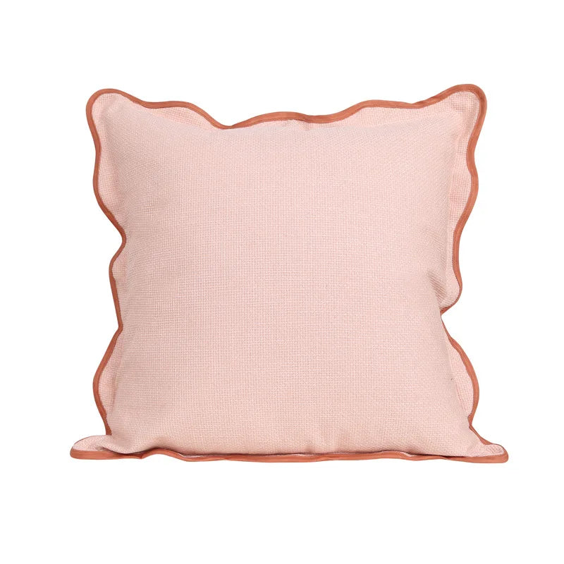 Housse de coussin en lin uni Nesty - Bord ondulé, esprit bohème (vue 8)