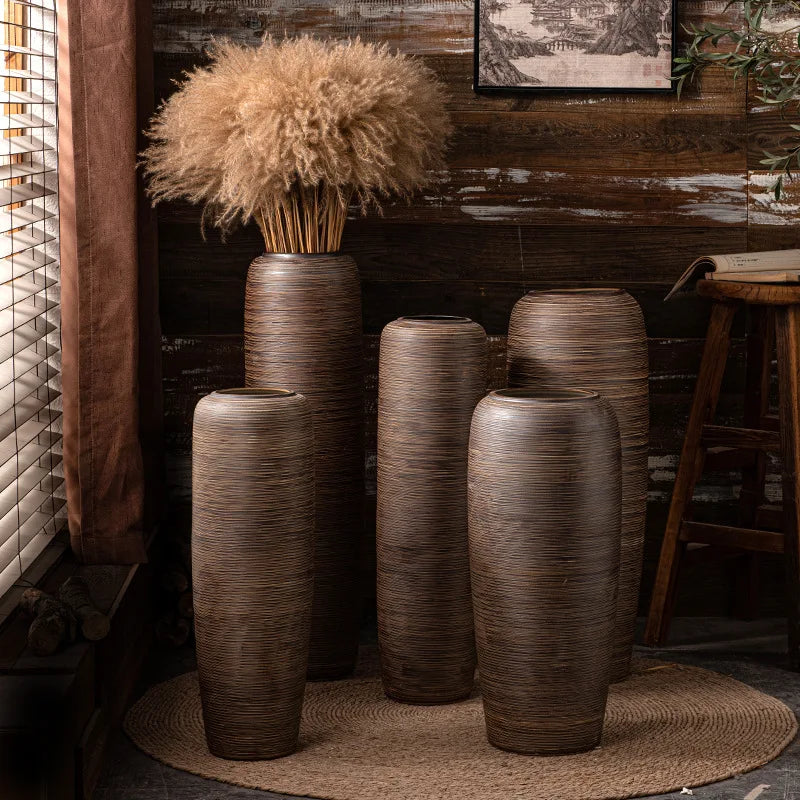 Grand vase en céramique sur pied, style asiatique - Nesty (vue 2)