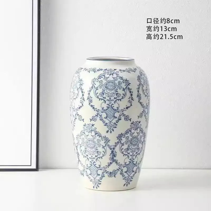 Vase céramique bleu et blanc, style rétro chinoiseries (vue 7) - Nesty