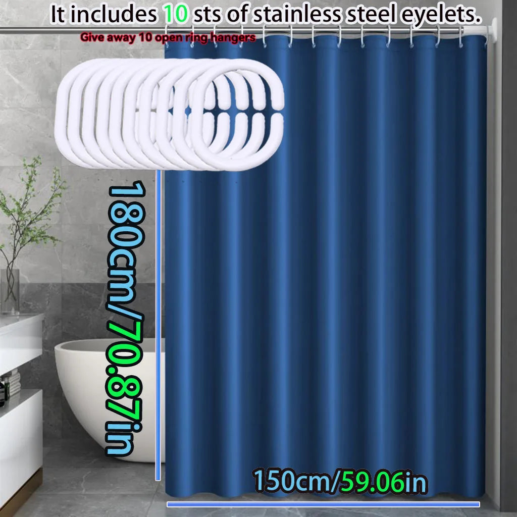 Rideau de douche bleu marine uni en PEVA, style simple et moderne - Nesty (vue 3)