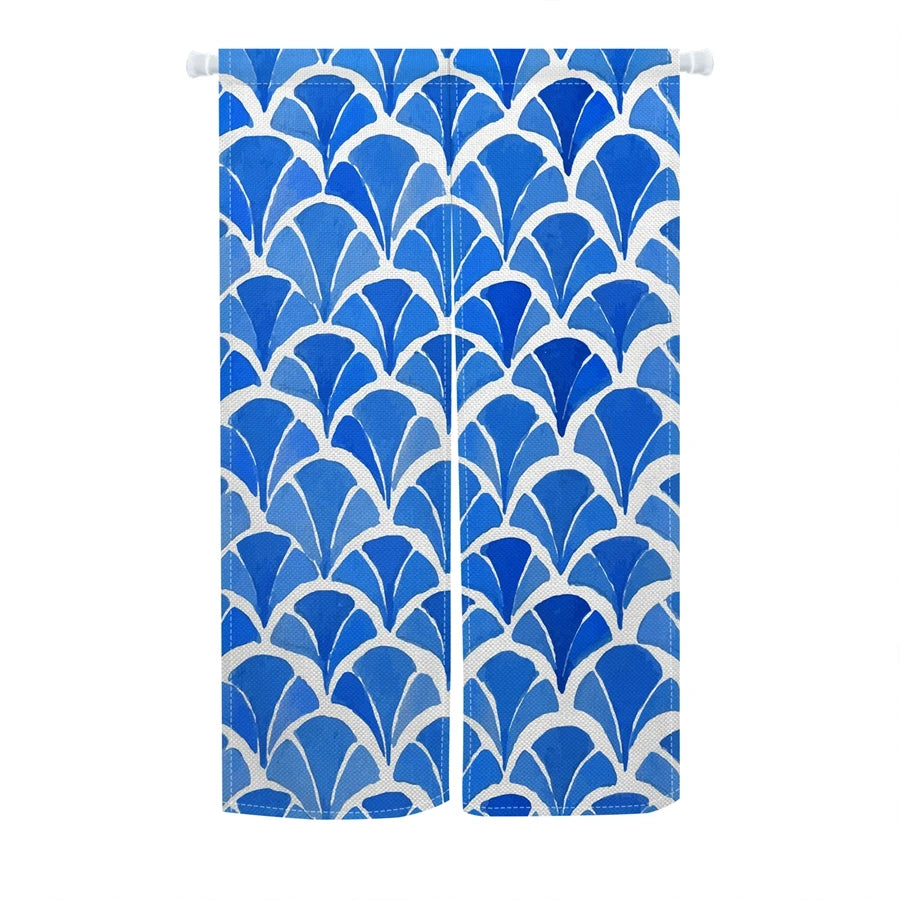 Rideau japonais noren bleu à motif vague, en lin pour porte - Nesty (vue 10)