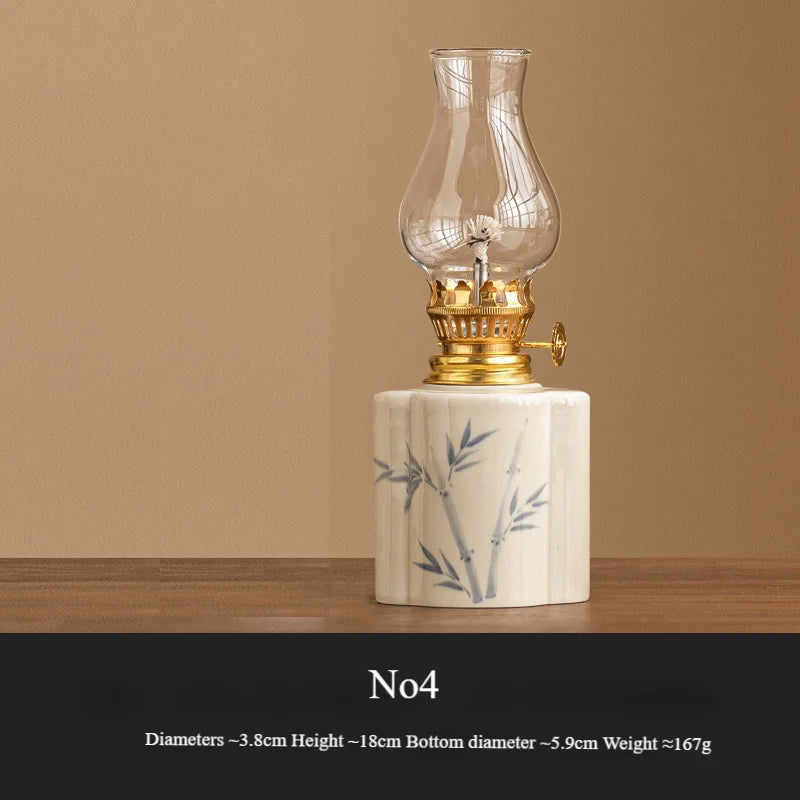 Petite lampe céramique fleurie, veilleuse chambre style ancien (vue 5) - Nesty