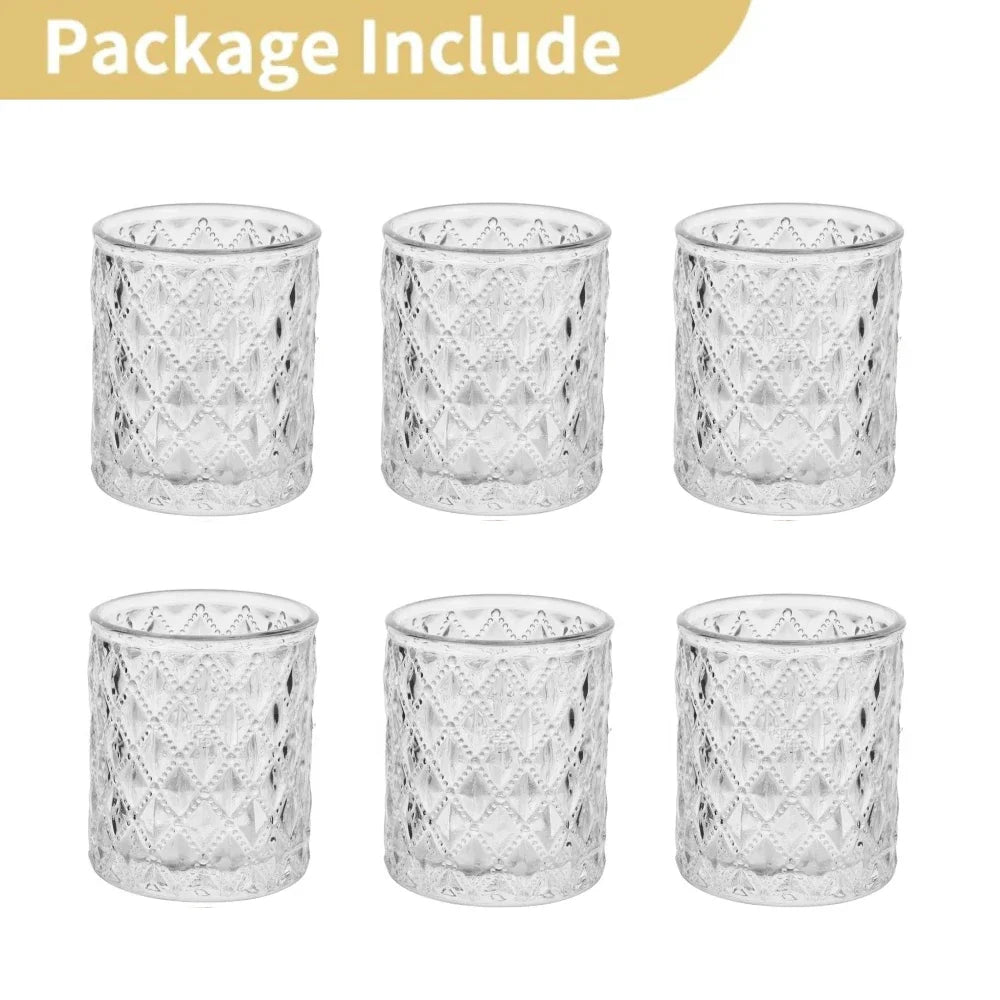 Photophores en verre à motif losange, lot de 6 ou 12 (vue 17) - Nesty
