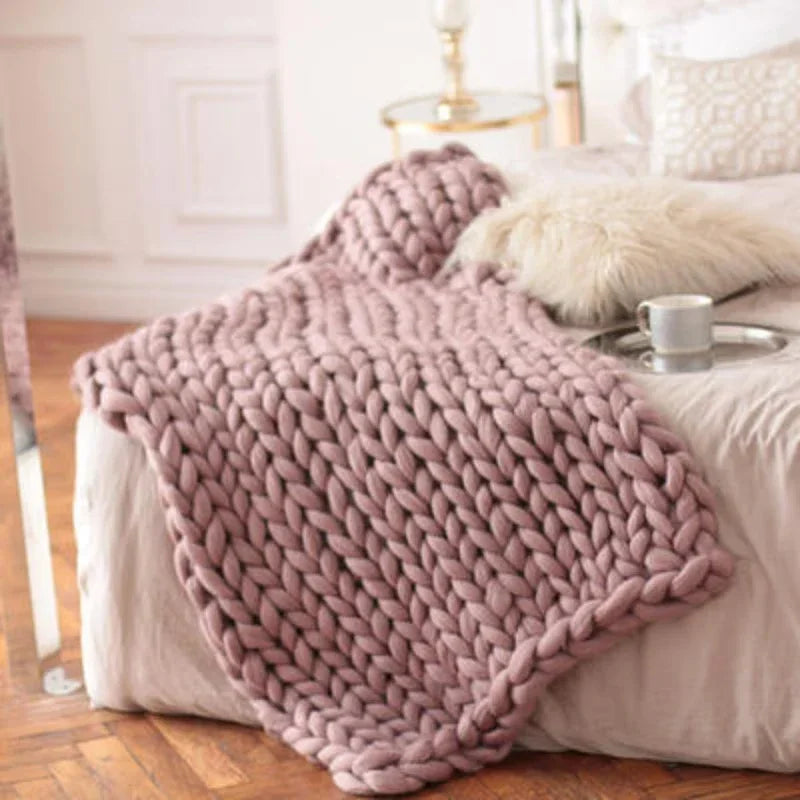 Plaid tricoté gros grain façon laine, cadeau chaleureux - Nesty (vue 14)