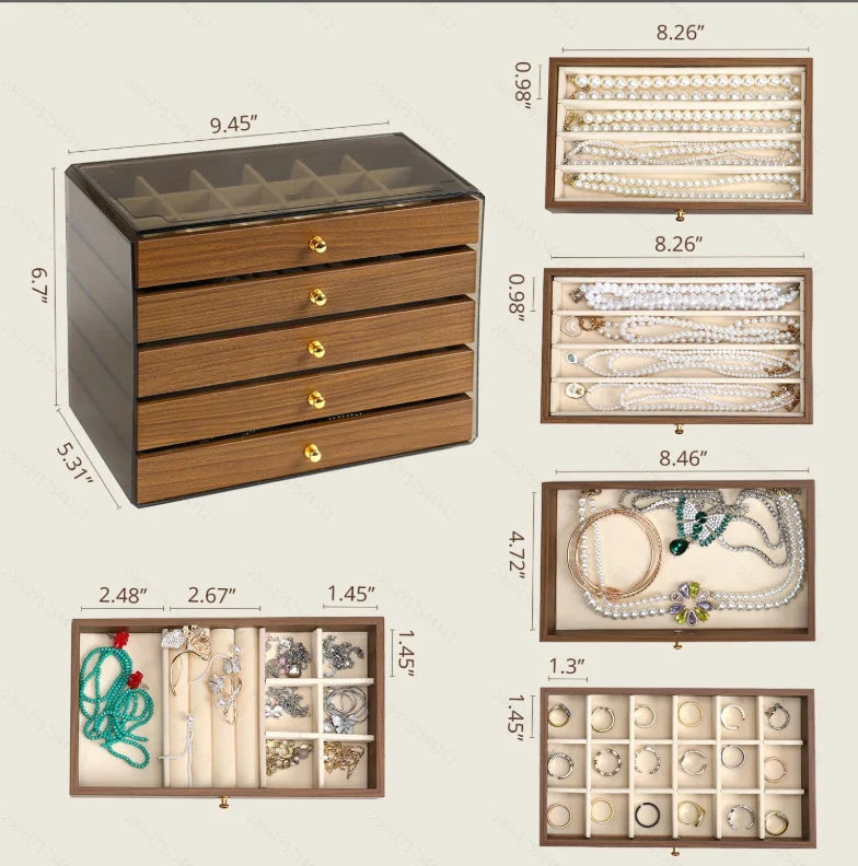 Boîte à bijoux grand format façon bois (vue 10) - Nesty