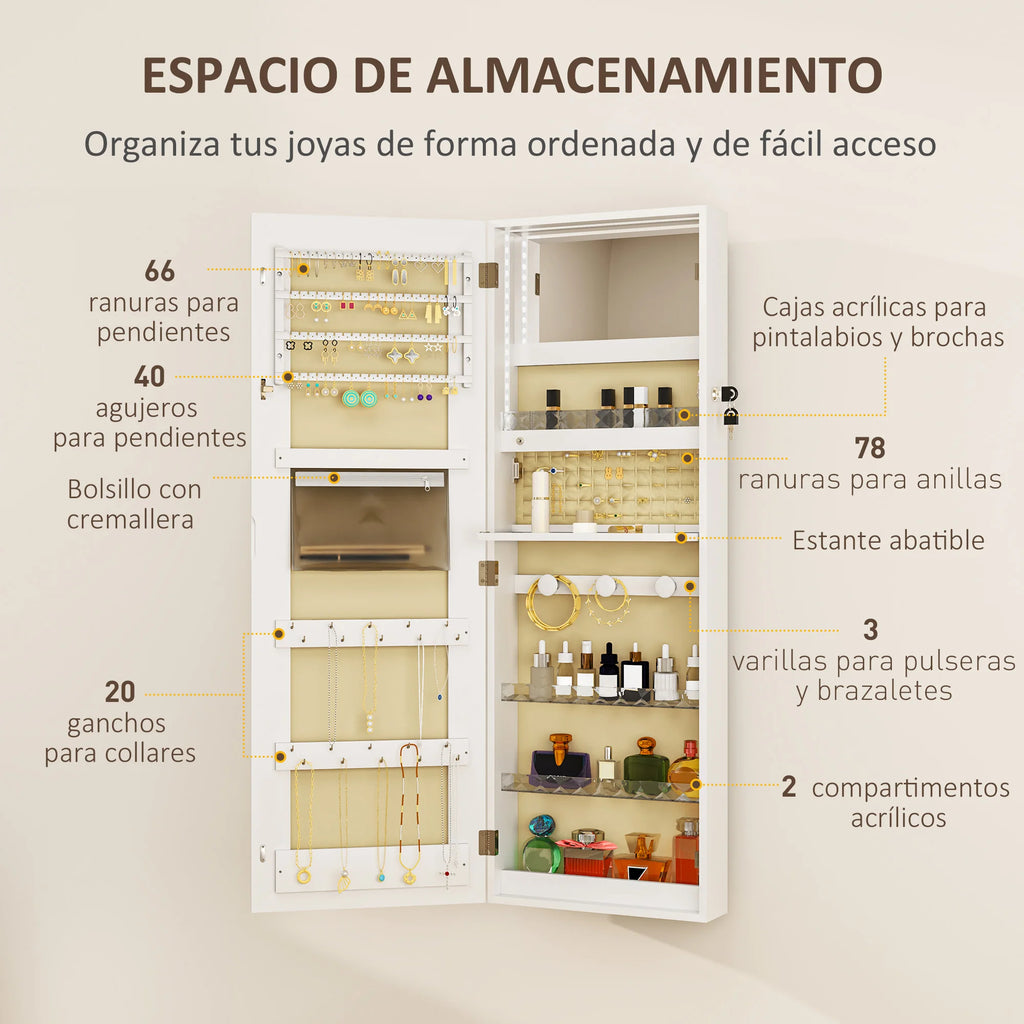 Miroir armoire à bijoux avec éclairage LED (vue 6) - Nesty