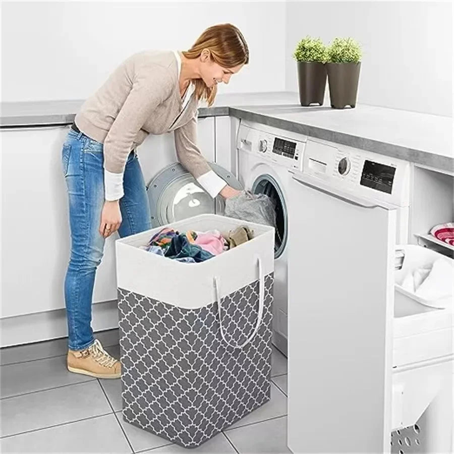 Panier à linge pliable en tissu impermeable, grande capacité 75L - Nesty (vue 4)