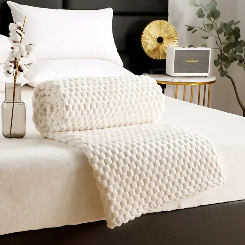 Plaid en polaire douce gris, format compact 70x100cm - Nesty (vue 9)