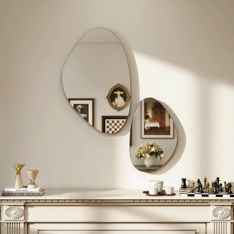 Duo de miroirs muraux galets noirs, style fenêtre (vue 7) - Nesty