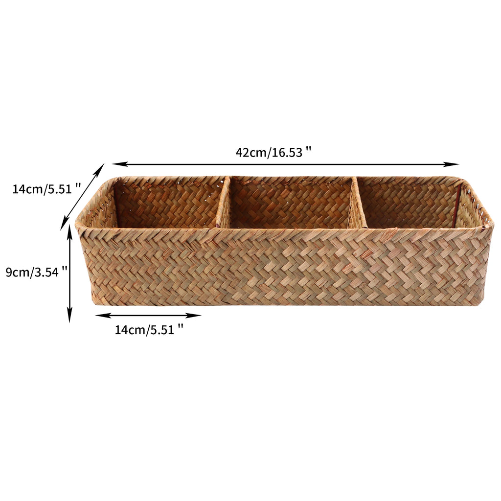 Panier de rangement tressé à 3 compartiments, style rétro - Nesty (vue 8)