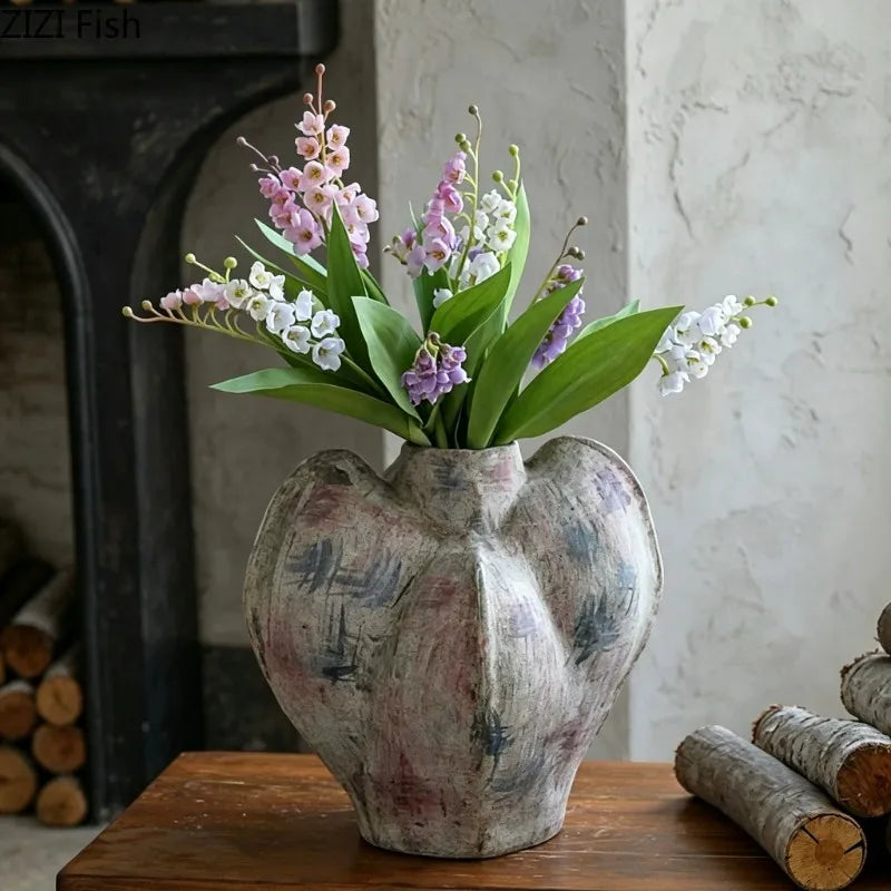 Vase en grès peint à la main, culture hydroponique - Nesty (vue 1)