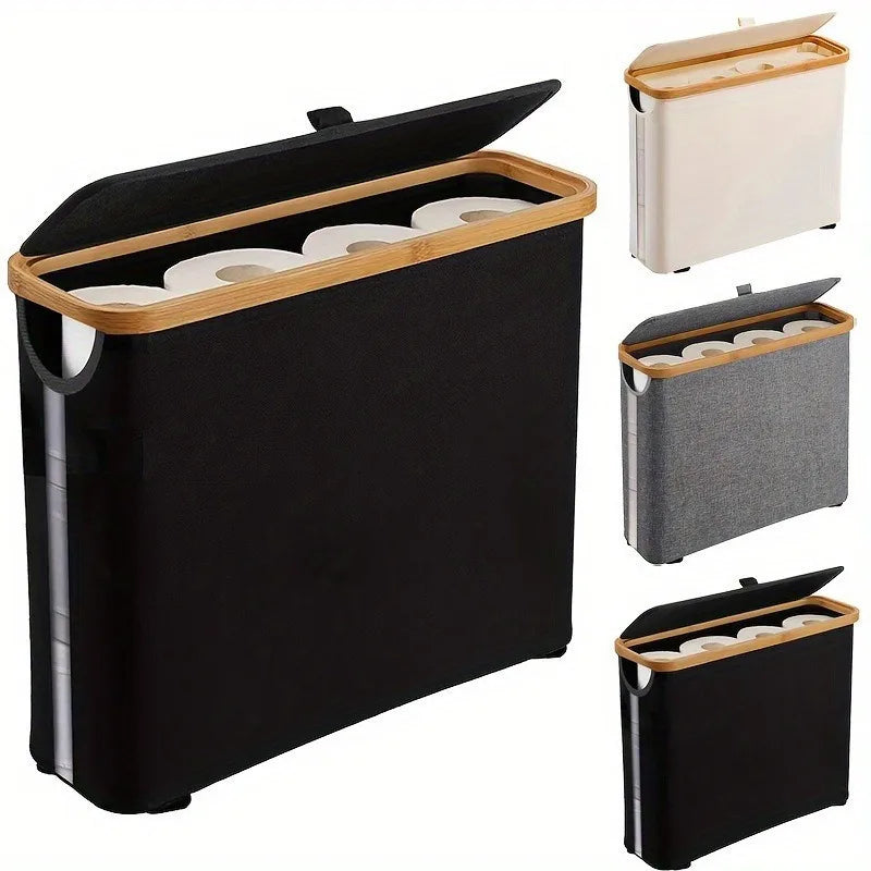 Panier de rangement pliable en tissu, couvercle et fenêtre transparente - Nesty (vue 1)