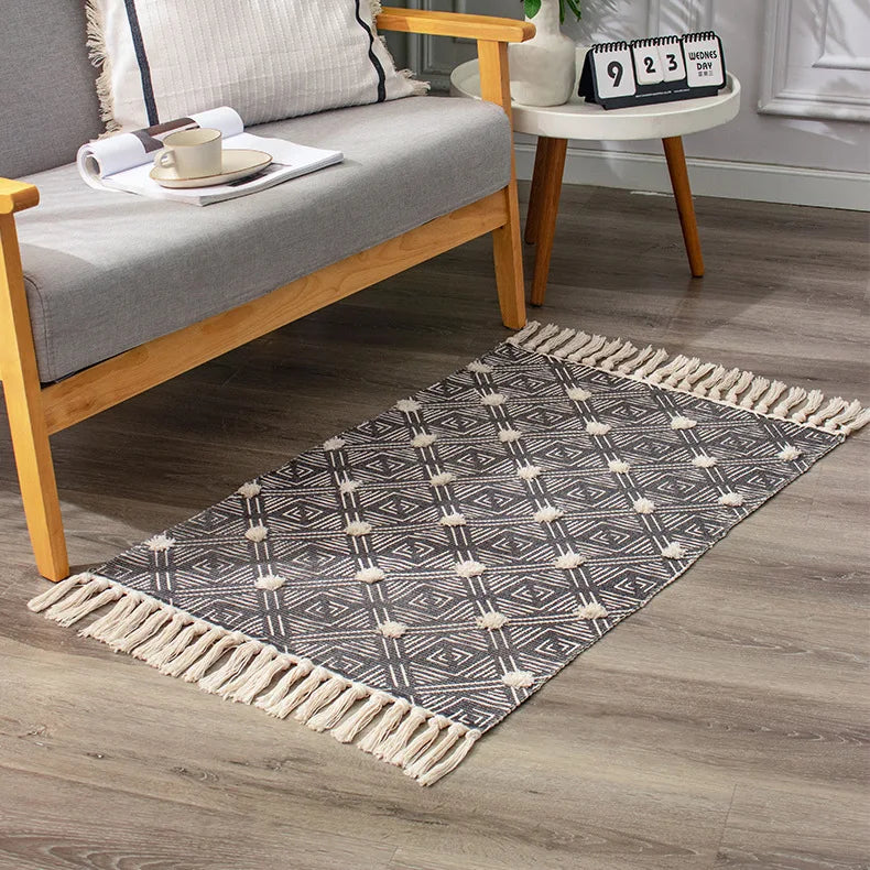 Tapis tissé main à franges — esprit bohème (vue 7) - Nesty