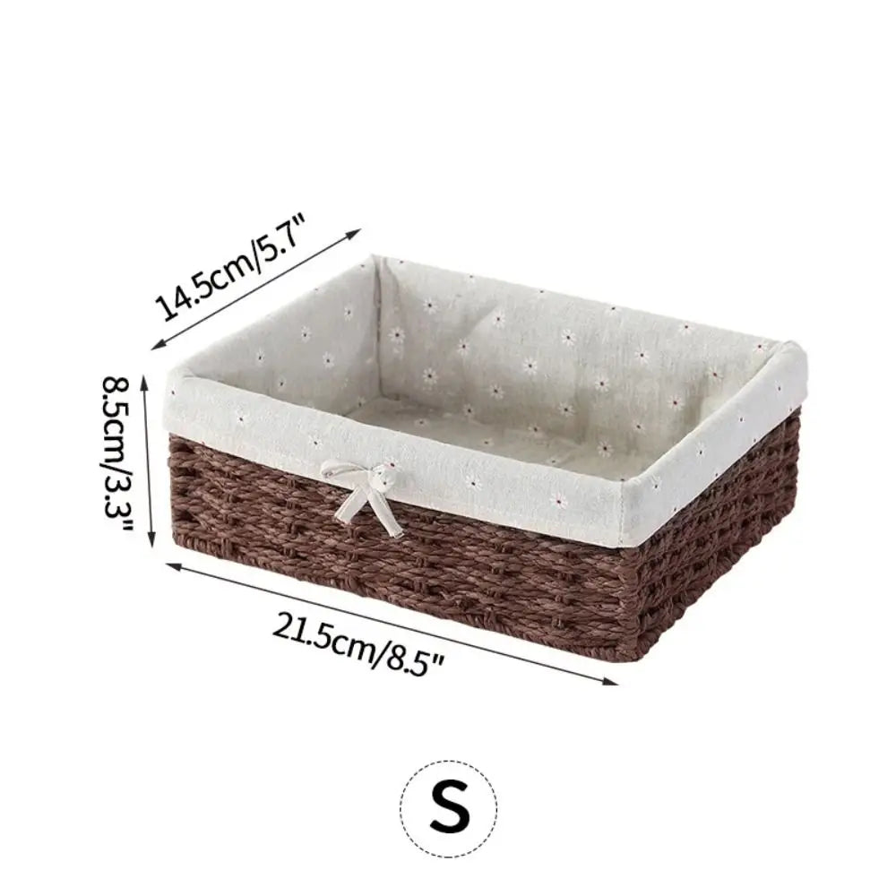 Panier de rangement tressé rectangulaire en lin avec couvercle - Nesty (vue 11)