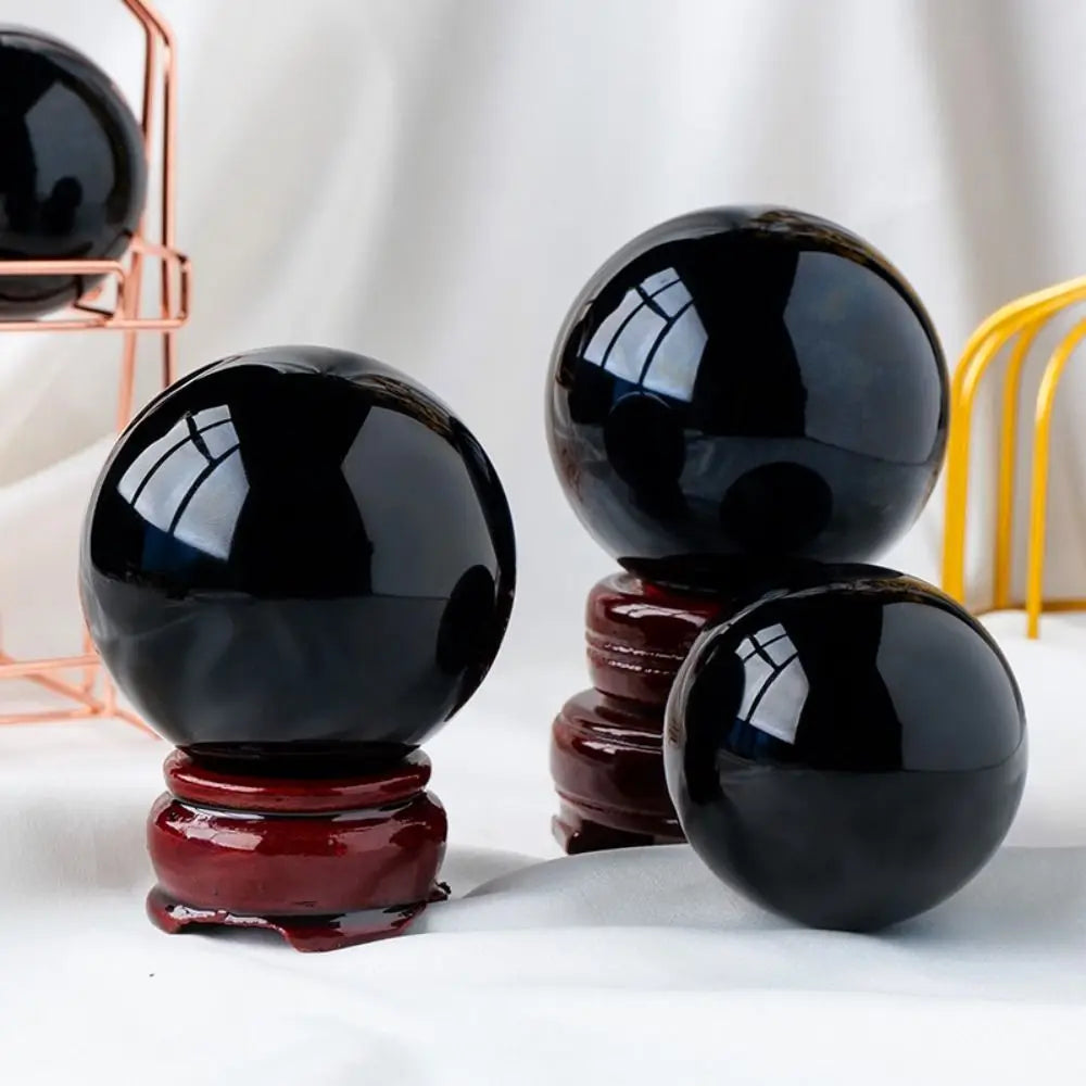 Sphère en obsidienne naturelle Nesty - Plusieurs tailles avec et sans socle